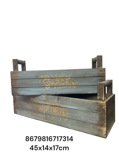 [8679816717314] MACETA MADERA RECTANGULAR SETX2 45X14X17CM