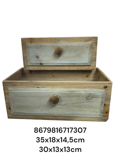 [8679816717307] MACETA CAJON VINTAGE SETX2 35X18X14.5CM Y 30X13X13CM