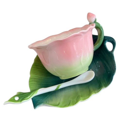 [AN134053] TAZA DE TE FLORAL CON PLATILLO 180ML