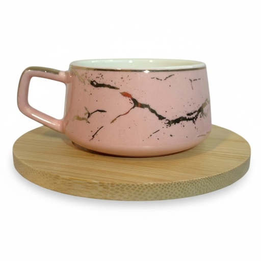 [7988800016960] SET DE 6 DE TAZAS CERAMICA 8.5X4CM PLATO BAMBU 11CM 