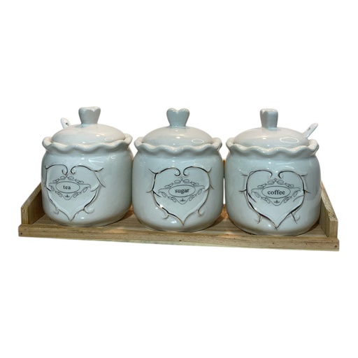 [202504020251403] SET DE 3 RECIPIENTES PORCELANA C/BASE 30.5X10.5X13CM