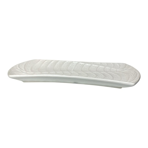 [7450112837019] BANDEJA DE PORCELANA BLANCA VINTAGE 37X17CM