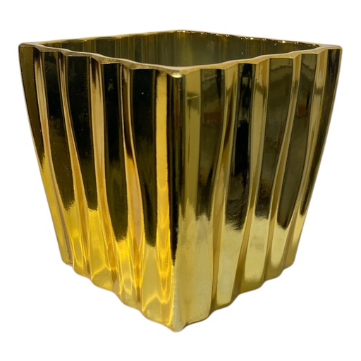 [2023024111314] MACETA PVC DORADA O PLATEADA DECOR 10X10X9.5 CM