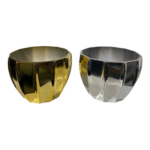 [2023024111277] MACETA PVC DORADA O PLATEADA DECOR  15.5X12 CM