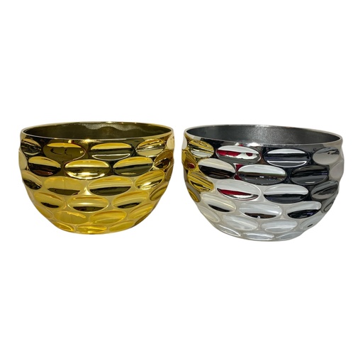 [2023024111239] MACETA PVC DORADA O PLATEADA DECOR 19.5X12  CM