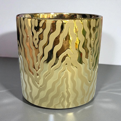 [18077-34] MACETA ANIMAL PRINT DORADA 13*13.5CM