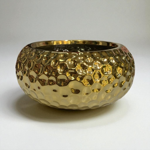 [72007-68] MACETA HUEQUITOS DORADA 19*9CM