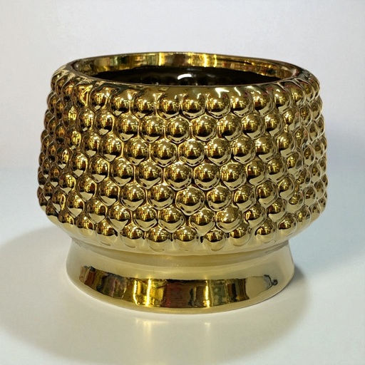 [72007-71] MACETA DORADA PUNTITOS 9*11CM