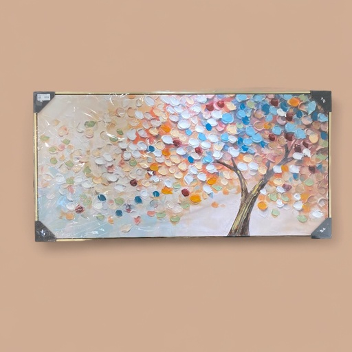 [16116] CUADRO AL OLEO C/MARCO ARBOL 60X120CM