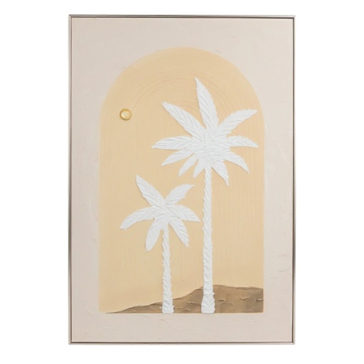 [16108] CUADRO AL OLEO C/MARCO PALMERAS 70X110CM