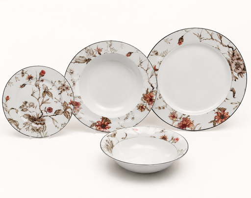 [GABY13774] Juego de vajilla otoñal de porcelana 24pzs, 6 puestos.
