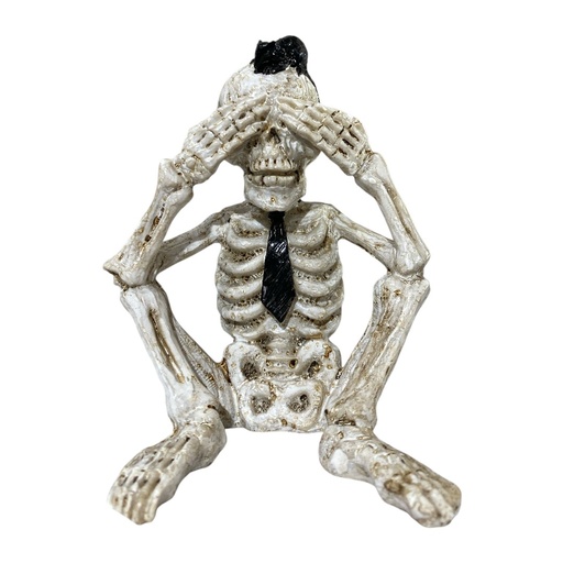 [23040202340] CALAVERA SENTADA, VER, POLIRRESINA 13X12X12CM