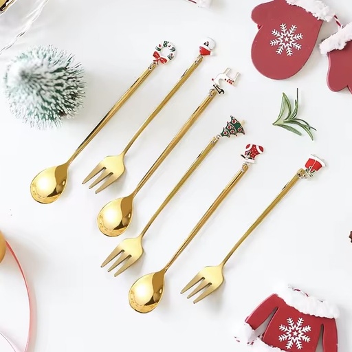 [15537] CUBIERTOS POSTRE GOLD SETX6 14CM