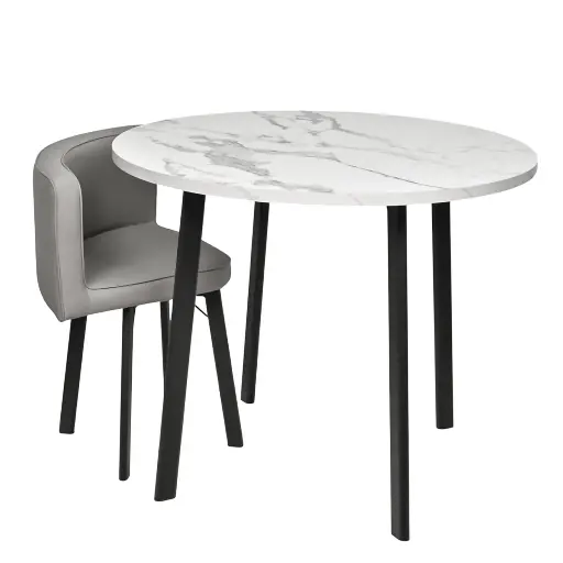 [288246] JUEGO COMEDOR +4 SILLAS/CUERO 90X90X75CM