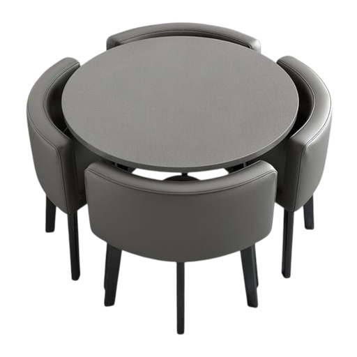 [288246] JUEGO DE COMEDOR 4 SILLAS MATERIAL: CUERO 90X90X75CM