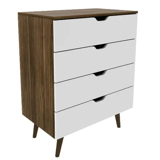 [977101] COMODA 4 CAJONES ALMENDRA/BL 68X92X40CM