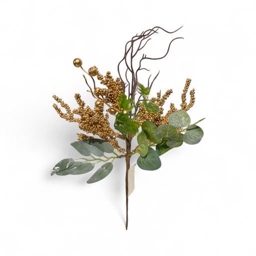 [5116825478] RAMA BERRIES DORADA+EUCALIPTO 30CM