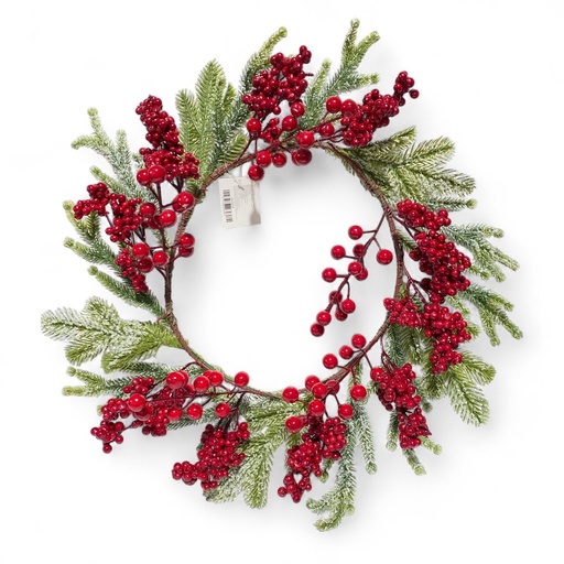 [5116824867] CORONA NEVADA DE BERRIES ROJOS 50CM