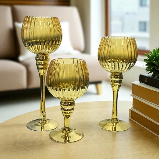 [357670] CANDELABRO DE CRISTAL DORADA X3 REF:JL-A199 25.25.30CM