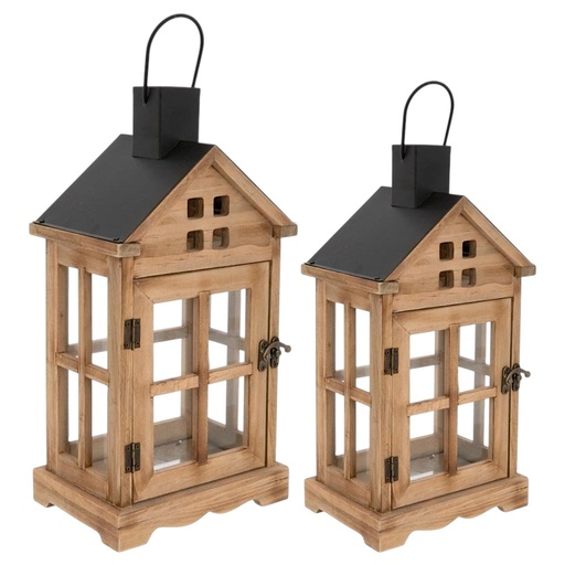 [389402] Set de 2 faroles, G: 25x28x50cm / P: 18x13x35cm. Ref:ES27400