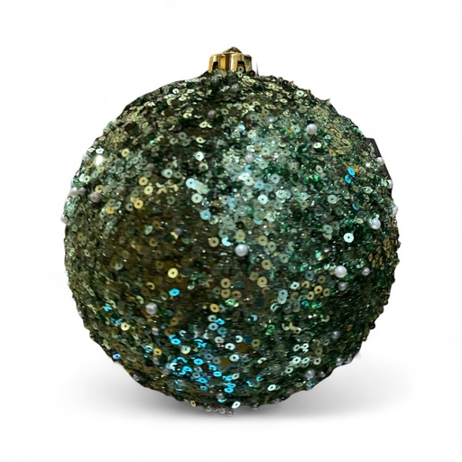 [6584599266848] ESFERA NAVIDAD 15CM VERDE CON LENTEJUELAS REF:ES26684