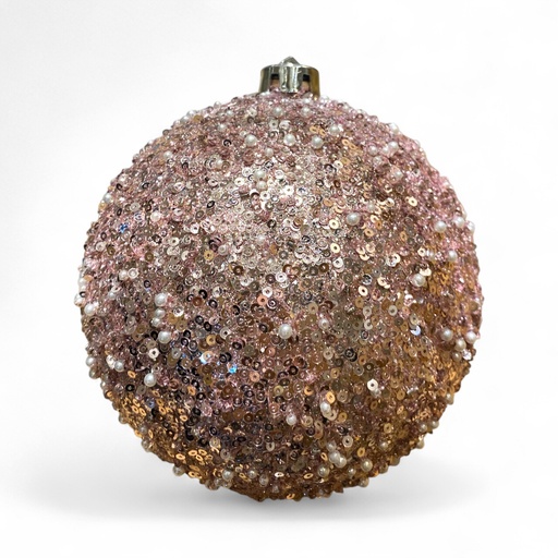 [6584599266831] ESFERA NAVIDAD 15CM ROSE GOLD CON LENTEJUELAS REF:ES26683