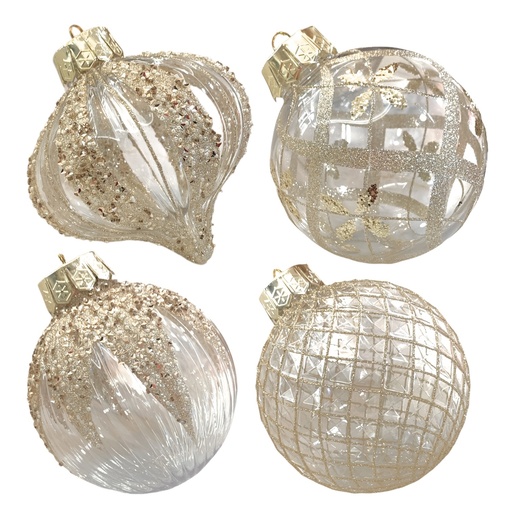 [6584599266657] ESFERA NAVIDAD 13CM CHAMPAGNE SETX4 REF: ES26665 26X26X13CM