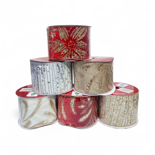 [6584599266077] CINTA NAVIDEÑA 10YD 9CM REF:ES26607 