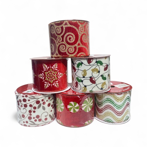 [6584599266220] CINTA NAVIDEÑA 10YD 9CM REF:ES26622