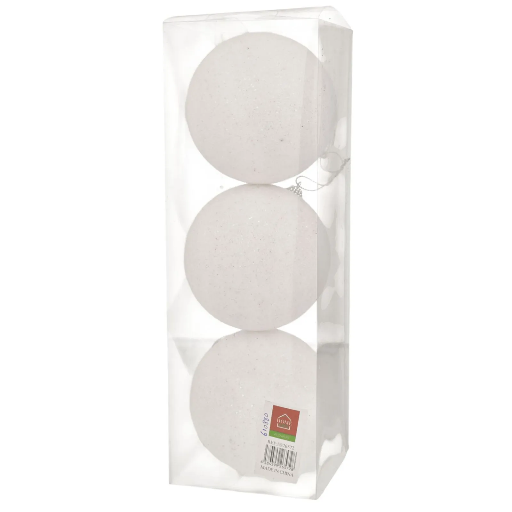 [6584599265728] ESFERA NAVIDAD 10CM SETX3 BLANCA ES26572