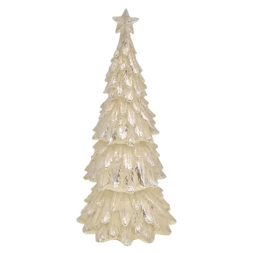 [4894616182214] ARBOL NAVIDAD BEIGE/PLATA, RESINA, TGQY2029.  12X12X27CM