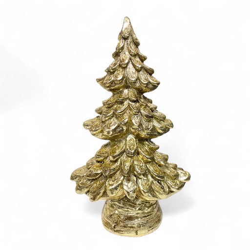 [4894616181378] ADORNO ARBOL NAVIDEÑO DORADO RESINA TGXY0371   14X8X23CM