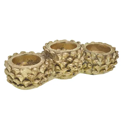 [4894616182245] CANDELABRO NAVIDAD BELLOTA DORADO, RESINA, TGXY0359, 22X8X6CM