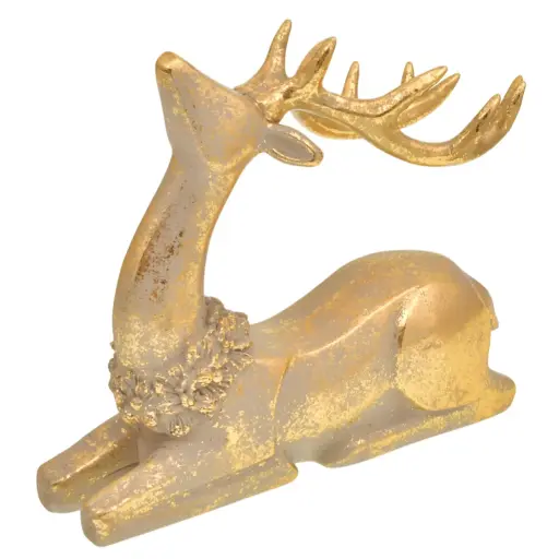 [4894616181309] RENO NAVIDEÑO. DORADO RESINA REF:TG632805  23X9.5X20CM