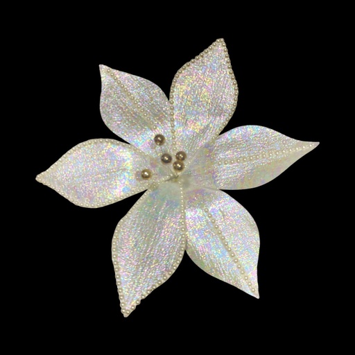[4894616169628] FLOR NAVIDEÑA BLANCA C/PERLAS, REF:SH23-279, 26X20CM Ø26CM
