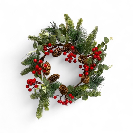 [4894616183754] CORONA NAVIDEÑA FRUTOS ROJOS Y BELLOTAS, REF:ZHX-2025308-2,  Ø33CM