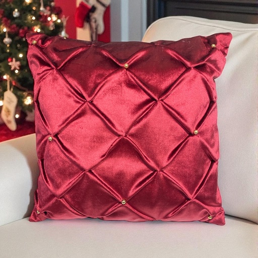 [7862140820350] COJIN NAVIDEÑO DRAPEADO VINOBRILLANTE, 45X45 CM