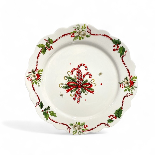 [4894616184232] PLATO NAVIDEÑO, BASTONES ROJOS, DOLOMITA, REF:HP11C-SD278.  21X1.7CM