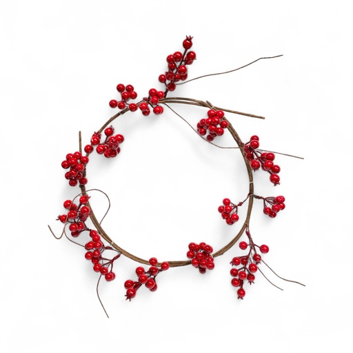 [4894616161196] CORONA RAMA FRUTOS ROJOS REF: P23-87608, Ø45CM