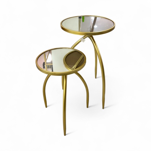 [8679818734326] MESA METALICA DORADO SETX 2PZ. BASE DE ESPEJO. 40X71CM Y 33X56CM