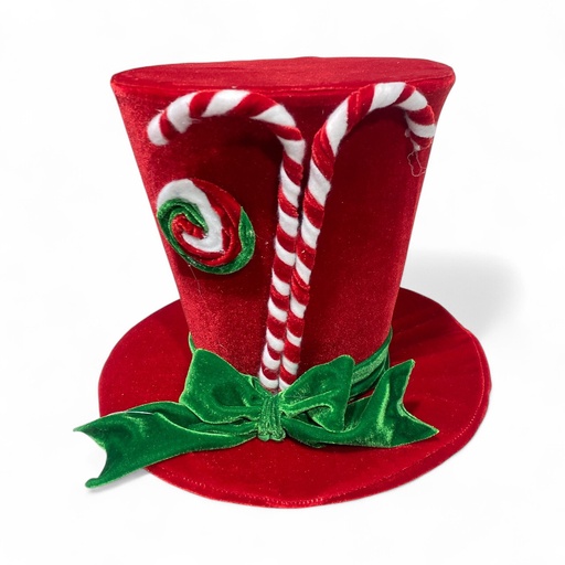 [8679811650135] SOMBRERO NAVIDEÑO GAMUZA ROJO CANDY, 30X25CM