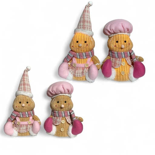 [8679811653693] MUÑECO JENGIBRE C/LUZ LED A PILAS 2 MODELOS 13X30CM