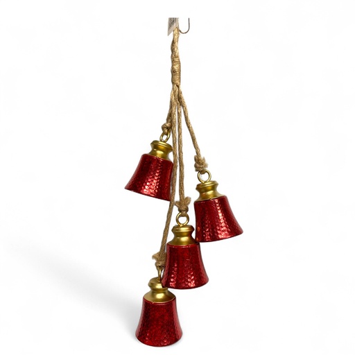 [8679811650548] CAMPANAS NAVIDEÑAS COLGANTES 2COLORES METALICAS 50CM LARGO Ø8CM