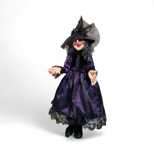 [8679811916279] BRUJA NEGRA/MORADO HALLOWEEN 40X40X115CM