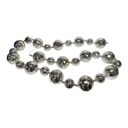 [8679811653990] ESFERA NAVIDAD GUIRNALDA BOMBILLO DISCO PLATEADO 170CM Ø6CM