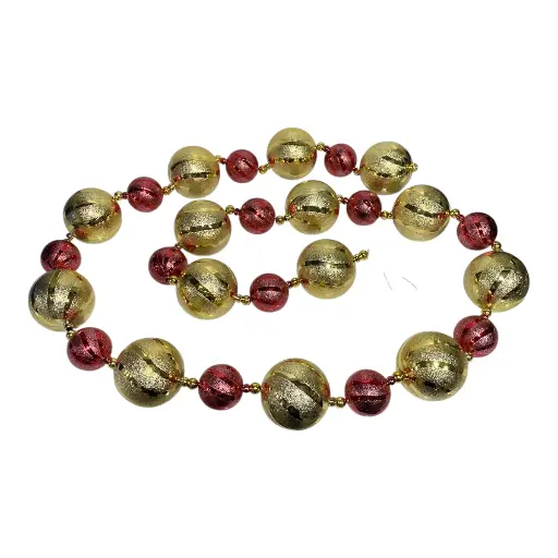 [8679811653952] ESFERA NAVIDAD GUIRNALDA BOMBILLO DORADO/ROJO 170CM Ø5CM