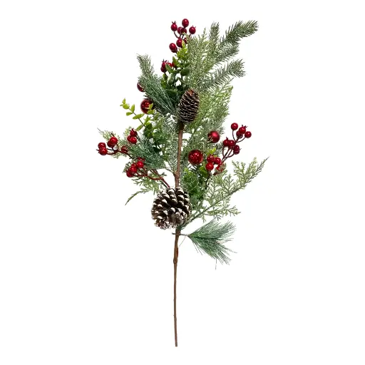 [8679811642611] RAMA NAVIDEÑA PIÑAS/FRUTOS ROJOS PINO 30X75CM