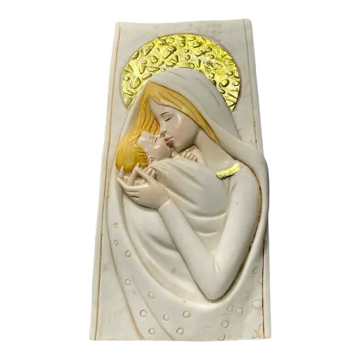 [8679811648835] RECUERDO VIRGEN POLIRESINA BEIGE 7X15CM