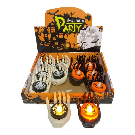 [6981606495626] VELA HALLOWEEN MANO CALABERA C/LUZ 6.5X5.5 CM