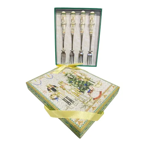 [8679813521341] TENEDOR CASCANUEZ NAVIDEÑO SETX4PZS. PEQUEÑOS 16CM